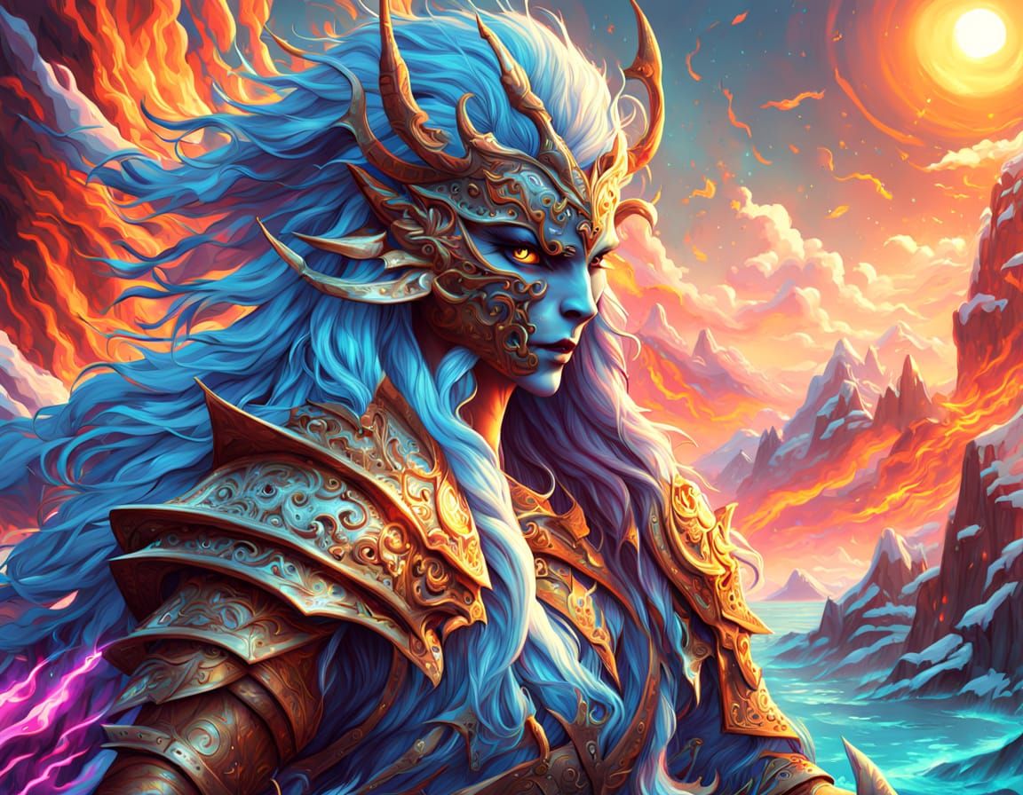 Mythical Warriors' Chosen Weapons in Vibrant Fantasy Illustr...