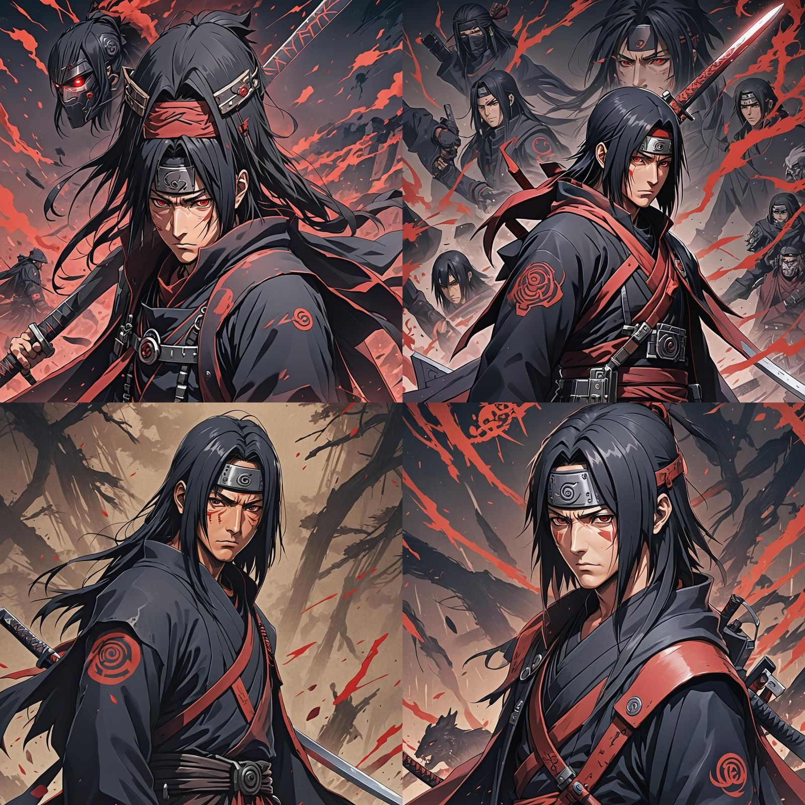 Akatsuki Itachi Cyber-Samurai: Cel-Shaded Anime Art