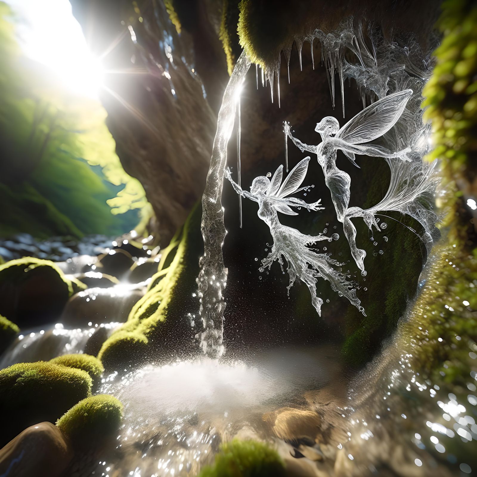 Water Fairies Dancing Above Mountain Spring