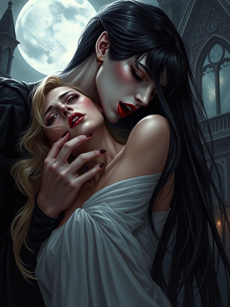 Gothic Vampire Woman in Victorian-Era Inspiration