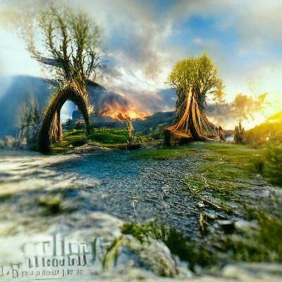 Valinor: Middle Earth's Two Trees in Hyperrealism