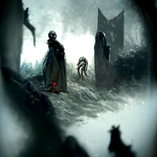 Scary Halloween Horror in Engraving Style