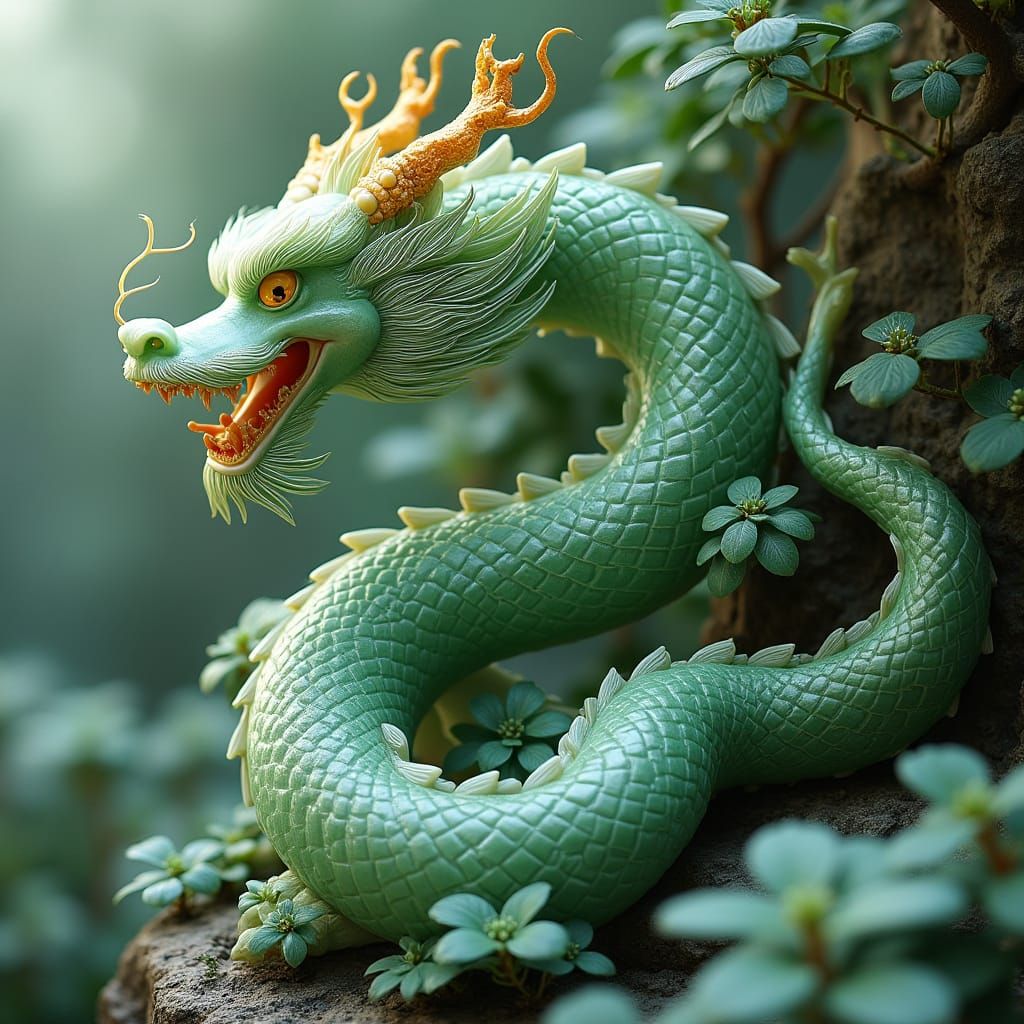 Jade Dragon in Traditional Chinese Style