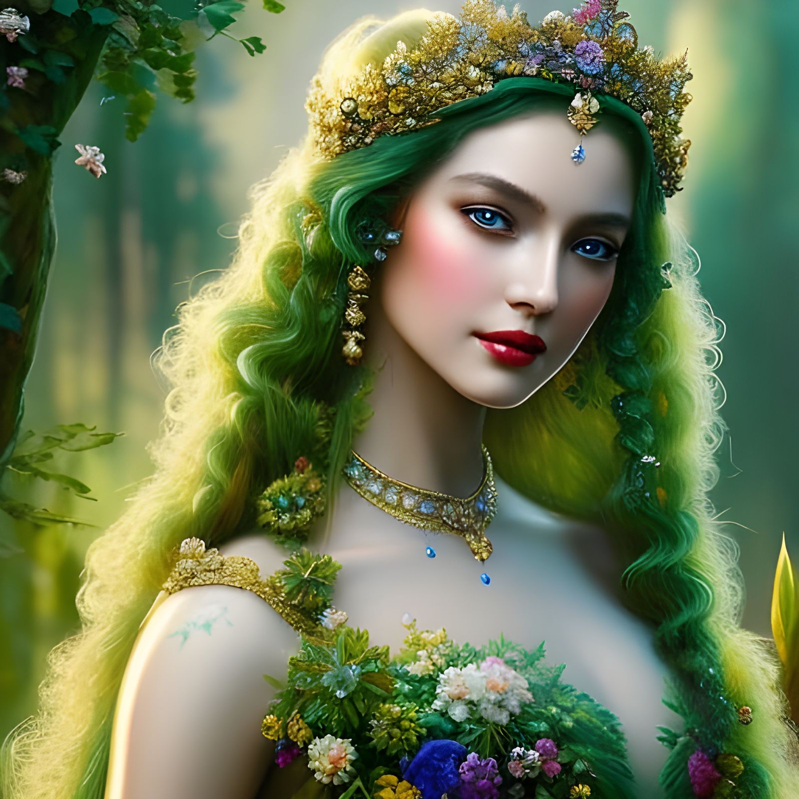 Water Nymph with Crown in Ethereal Style