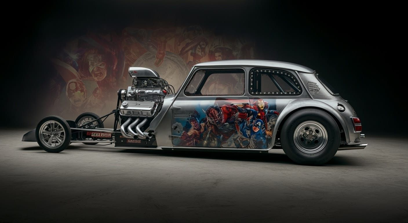 High-Performance British Car Dragster Concept in Dynamic Act...