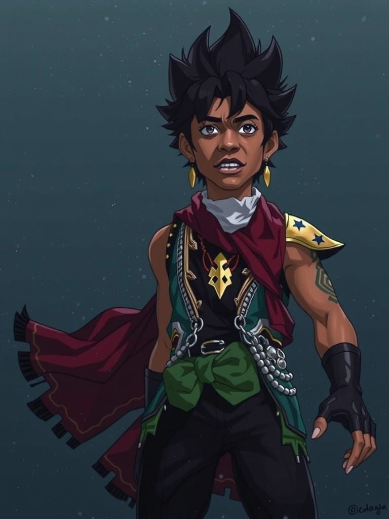 Dynamic Anime Style Portrait of African American Male