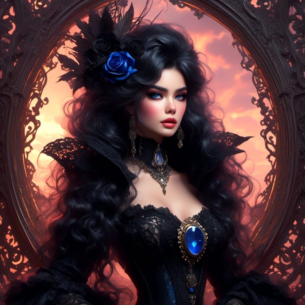 Glam-Goth Time-Traveling Captain in Digital Painting