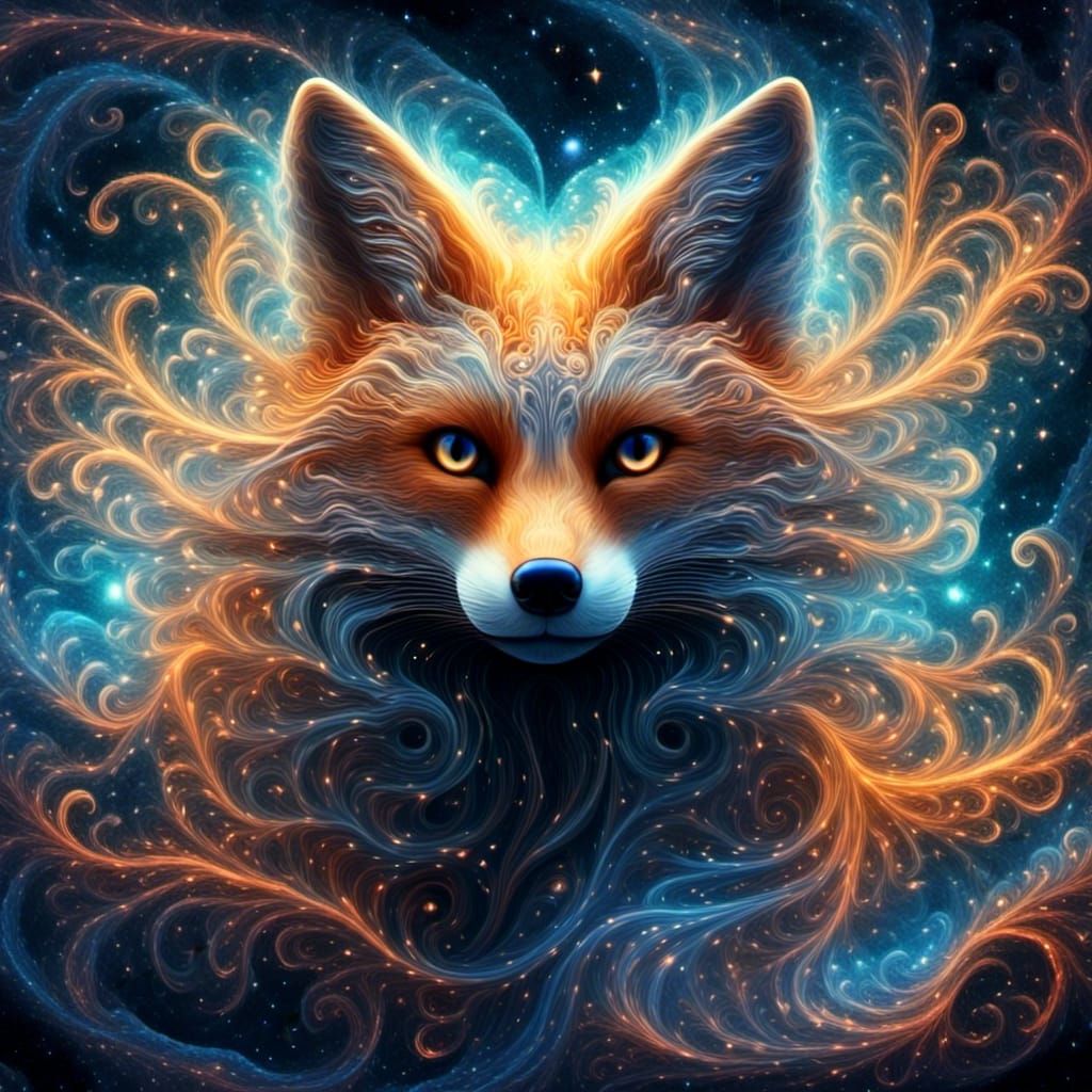 Fox Spirit Animal in Filigree Digital Art