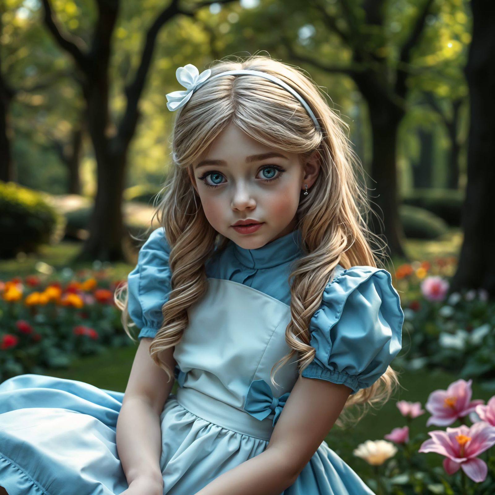 Alice in Wonderland in Whimsical Park Setting
