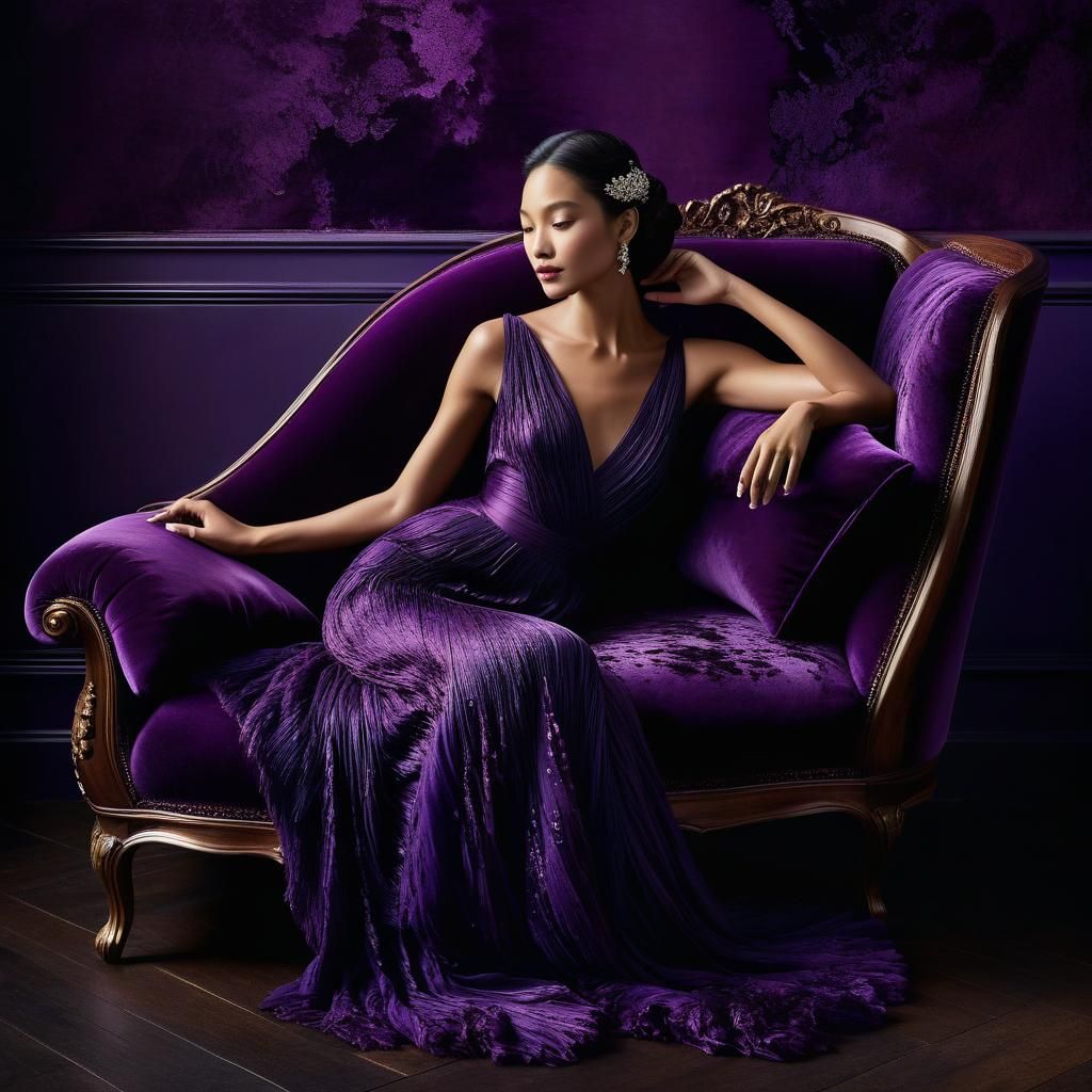 Woman in Purple Dress, Alcohol Ink Painting