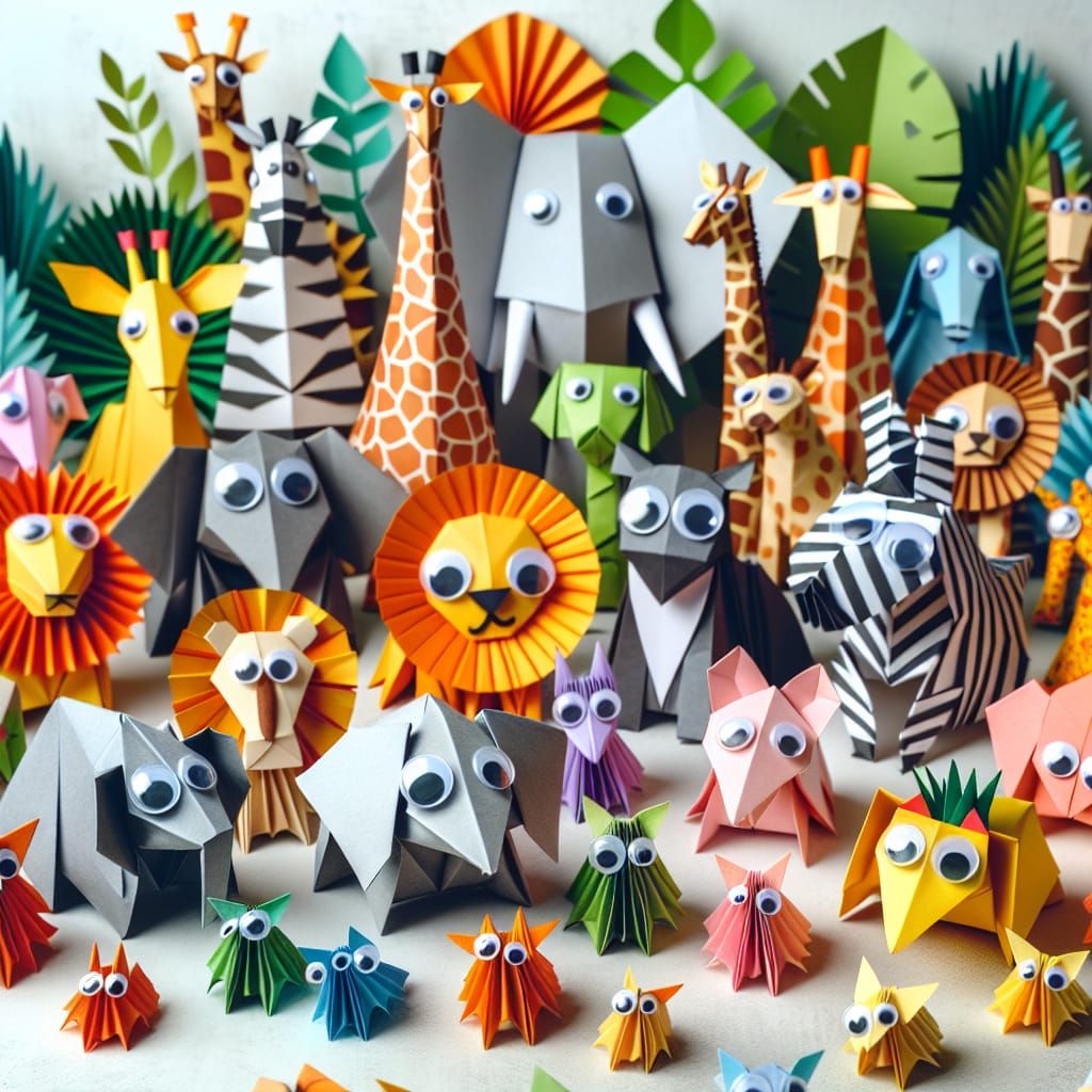 Origami Zoo Animals with Googly Eyes