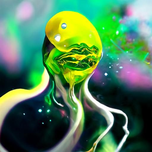 Holographic Cosmic Slime: Mixed Media Illustration