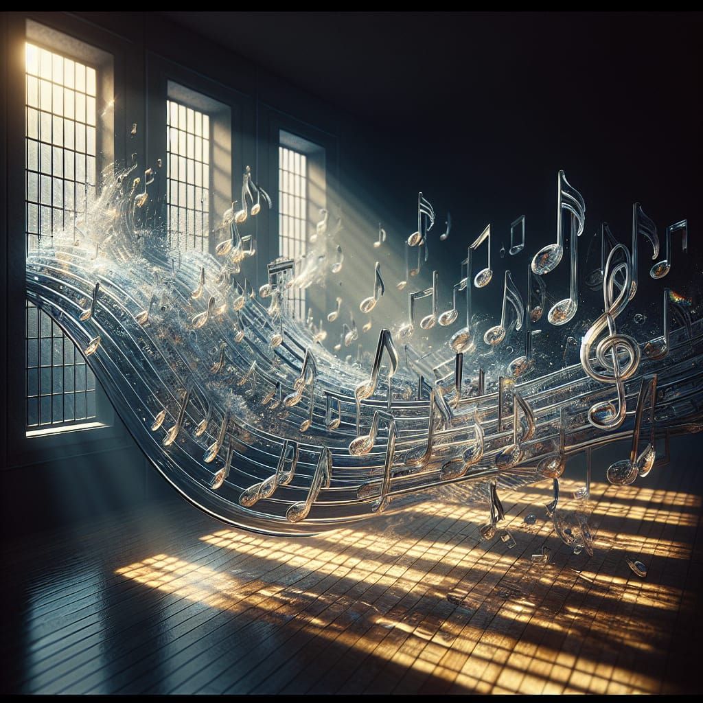 Glass Music Notes in Sunlight: Fantasy Art