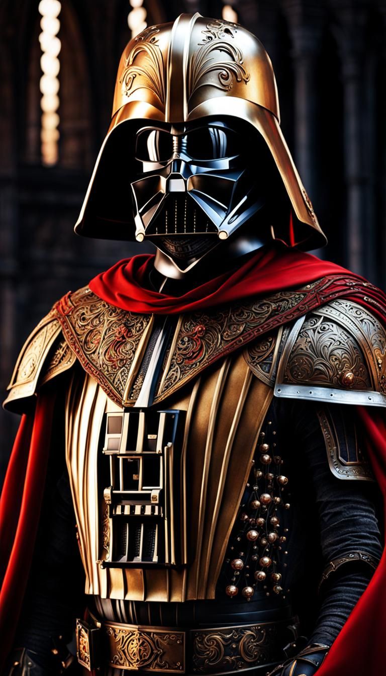 Darth Vader as a Medieval Knight in Golden Armor