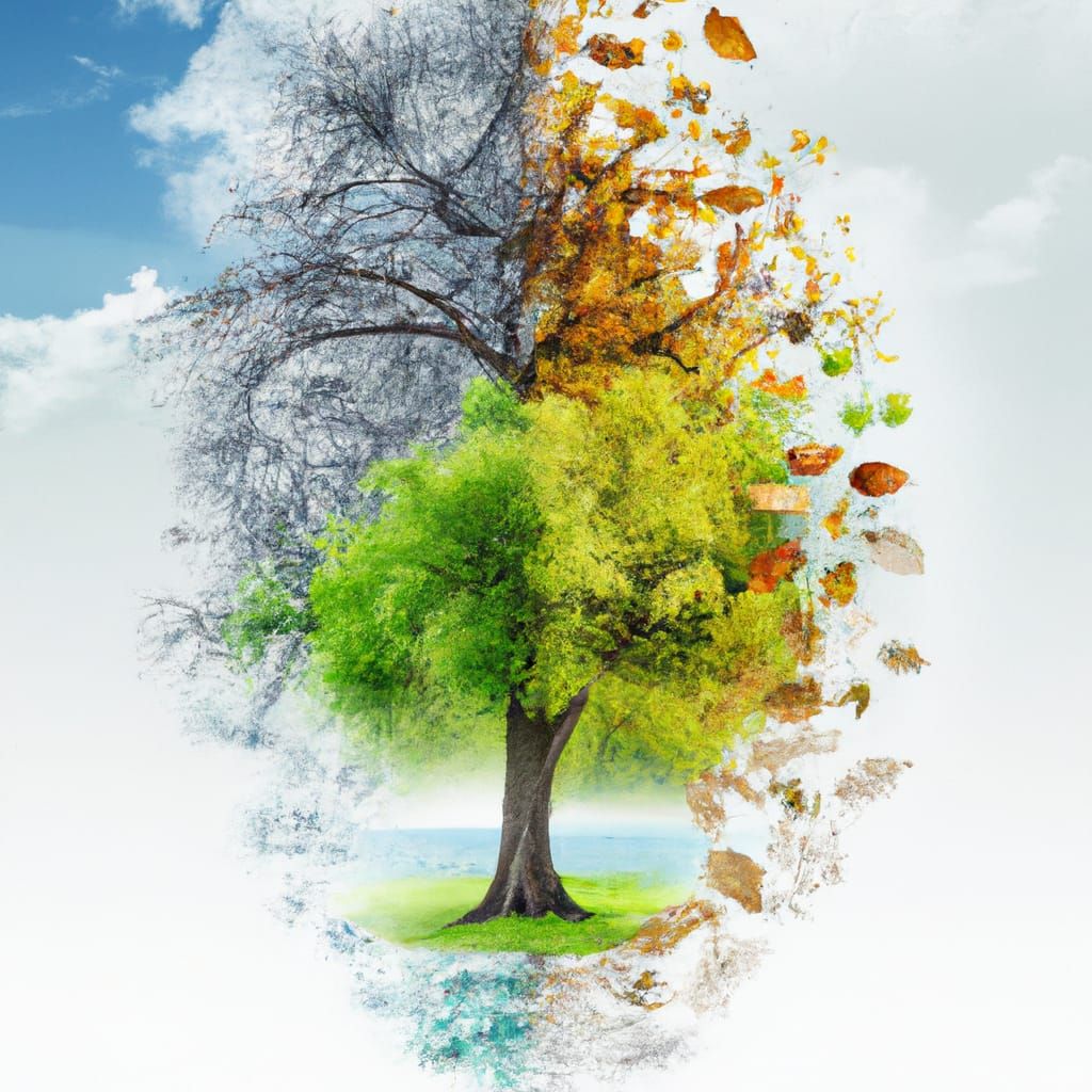 Time-Traveling Tree Displaying All Four Seasons
