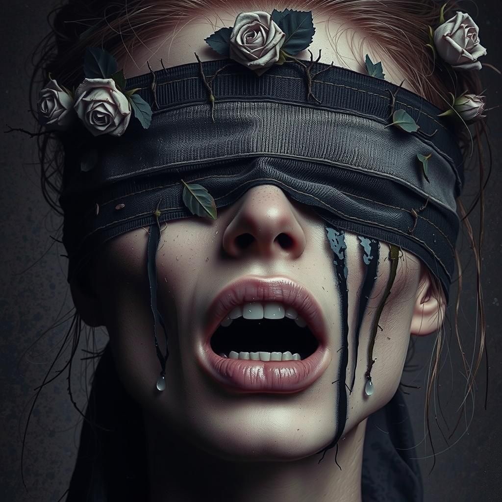 Distressed Woman Portrait in Expressionist Style