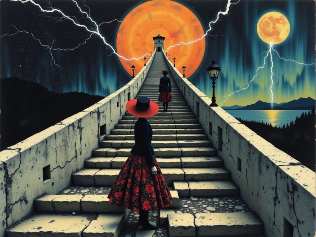 Alice in Wonderland Meets Neo: Escher-Klimt Mashup