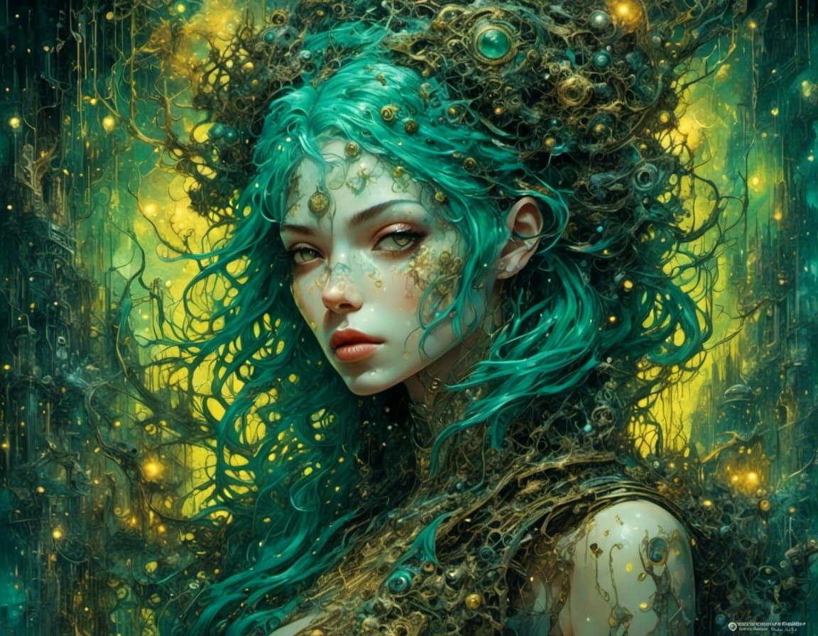 Vibrant Utopian Healer with Iridescent Details