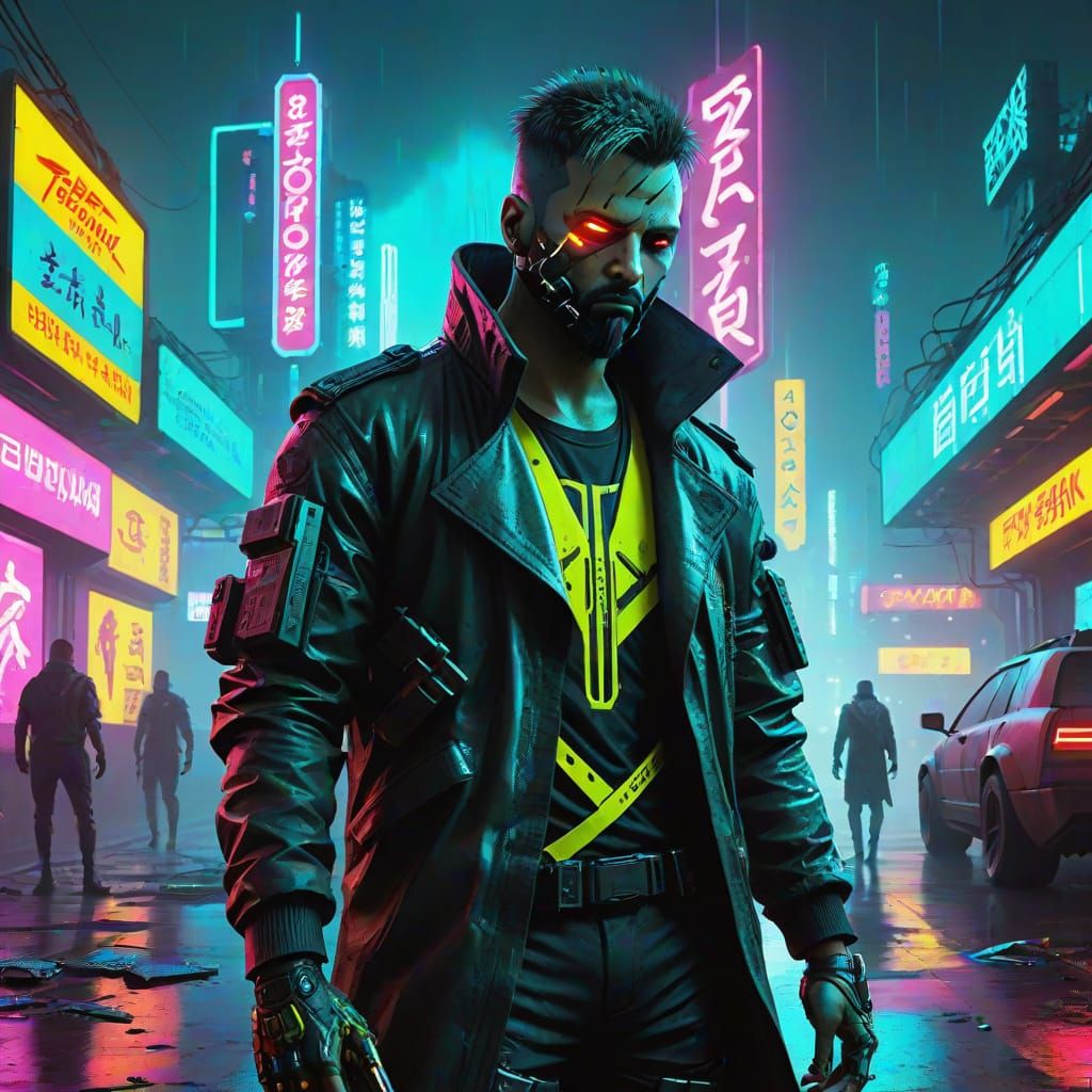 Toxic Storm in Cyberpunk Neon City