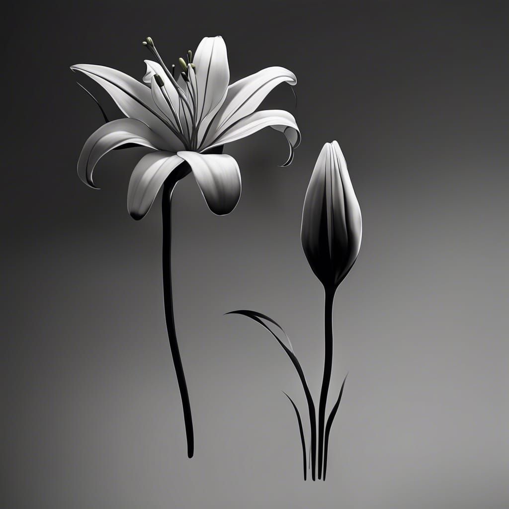 Lily in Black and White, Hyperdetailed Concept Art