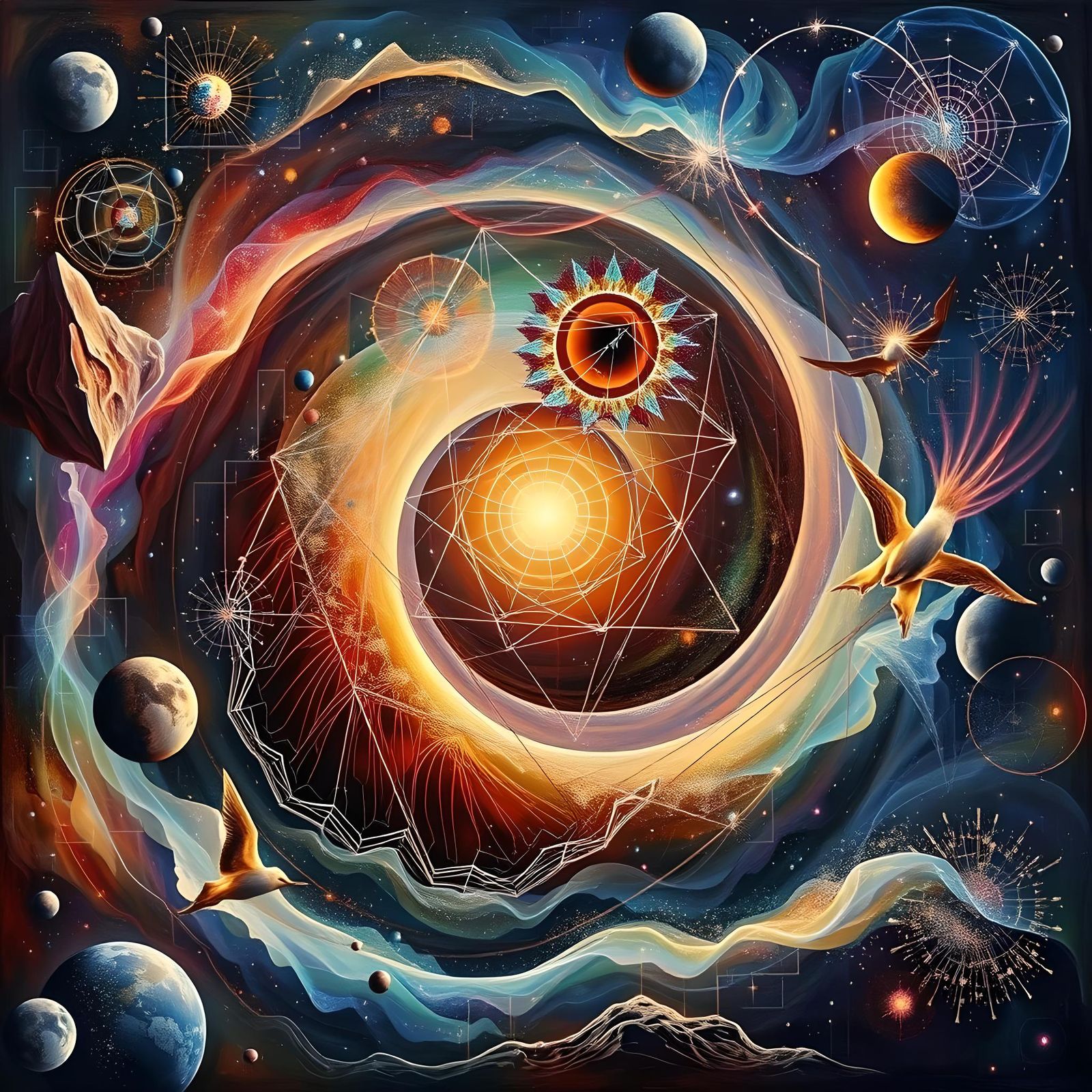 Glowing Sacred Geometry Blending