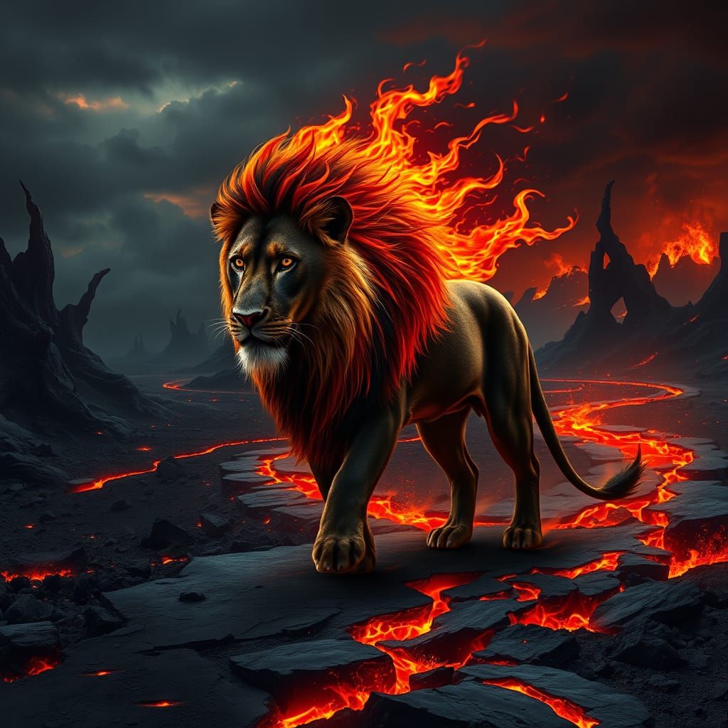 Fiery Black Lion Conquers the Wasteland