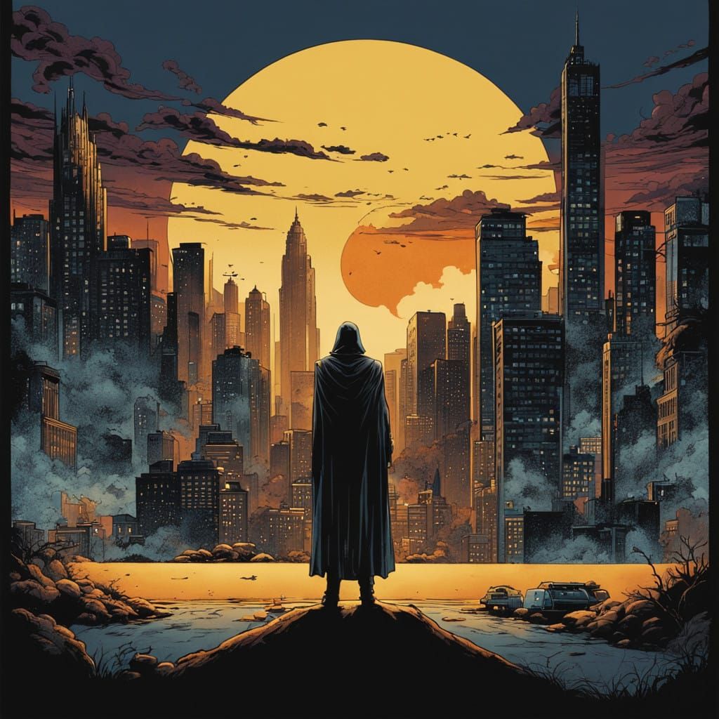 The Shadow in Noir Comic Book Style