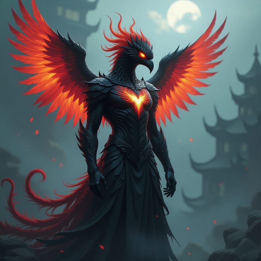 Venom Symbiote Kaiju Phoenix in Biomechanical Horror Style