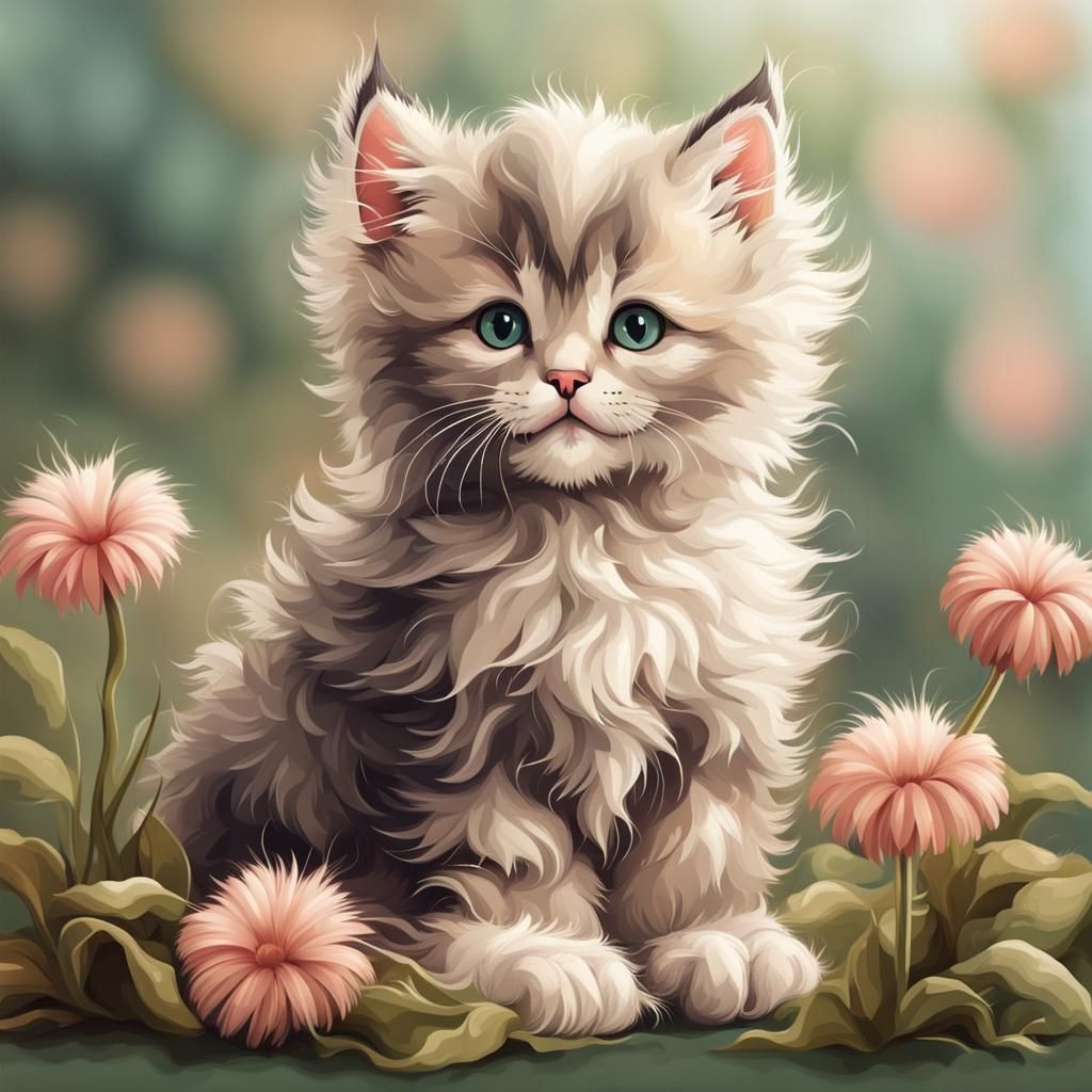 Cute Kitten with Detailed Background