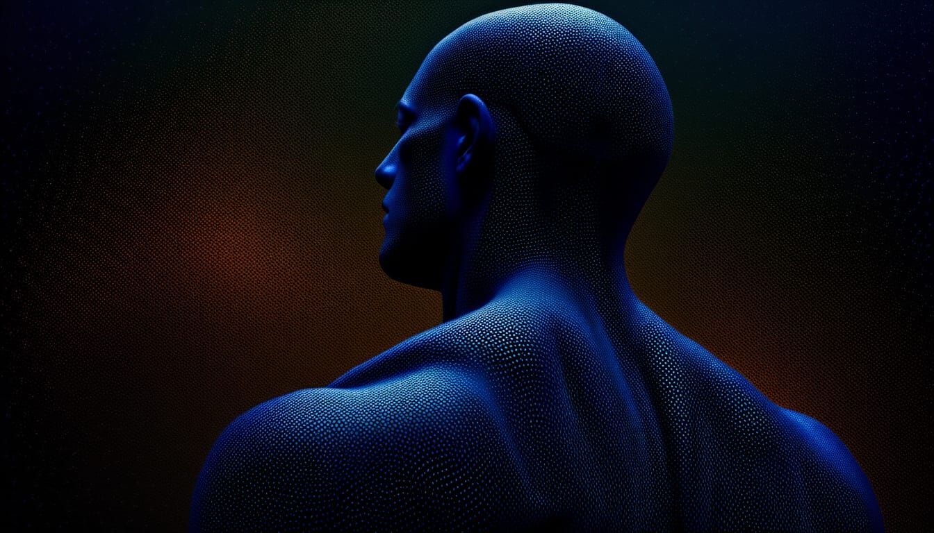 Surreal Dark Body Art with Luminescent Patches