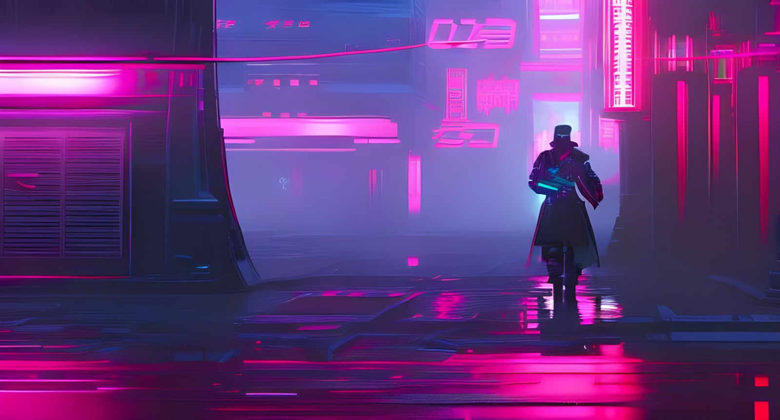 Cyberpunk Ronin in Neon Cityscape
