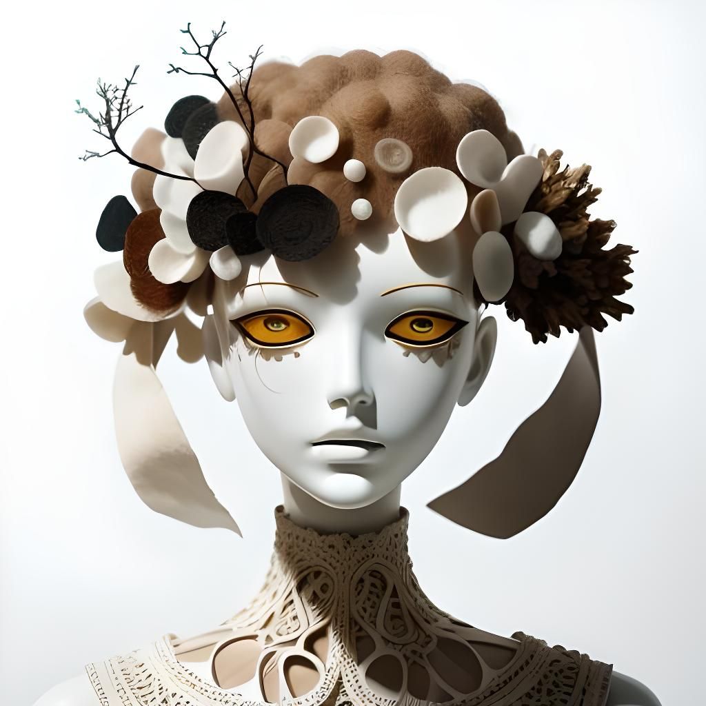 Mannequin Head Sculpture with Felt Tree Fashion