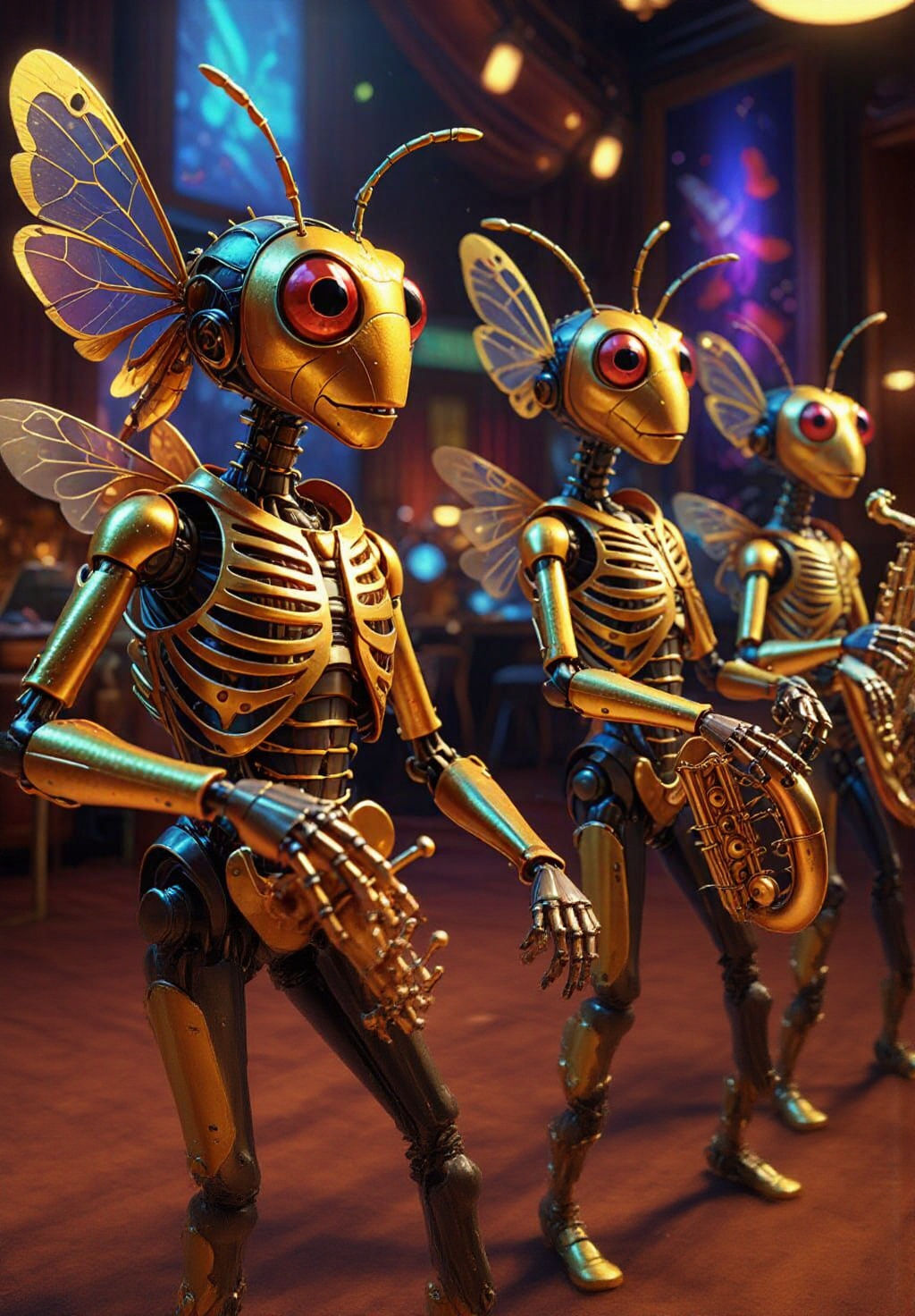 Insects Playing Jazz: A Colorful, Realistic Rendition