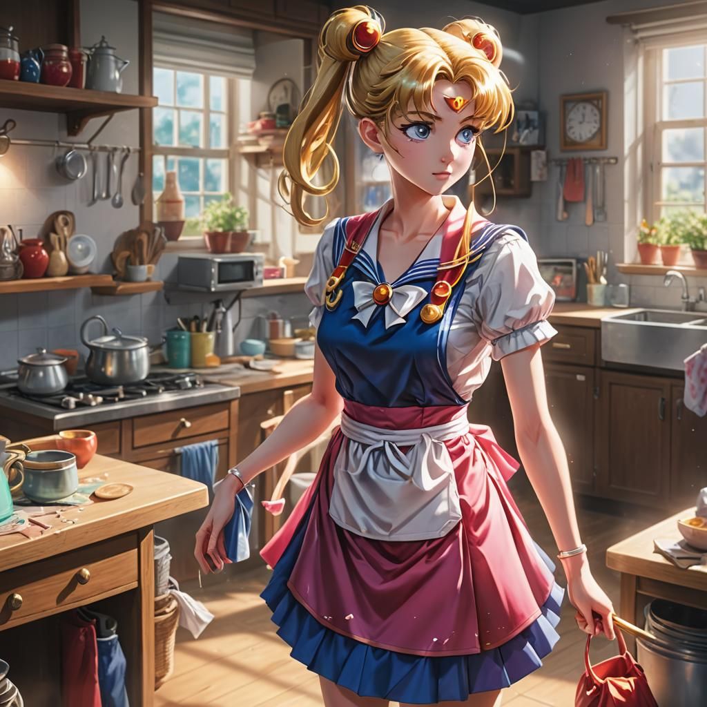 Sailor Moon as Housewife: Anime Digital Art