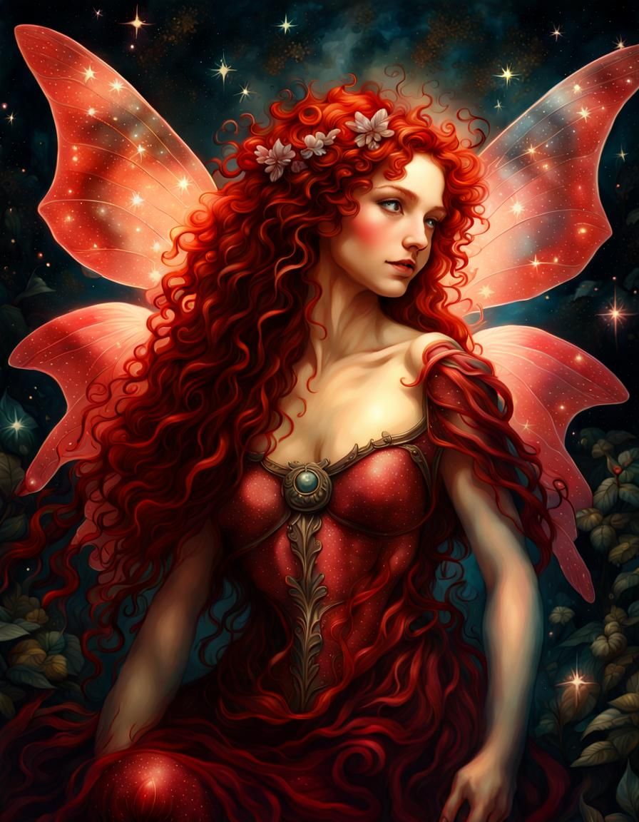 Bioluminescent Fairy in Renaissance Vintage Style