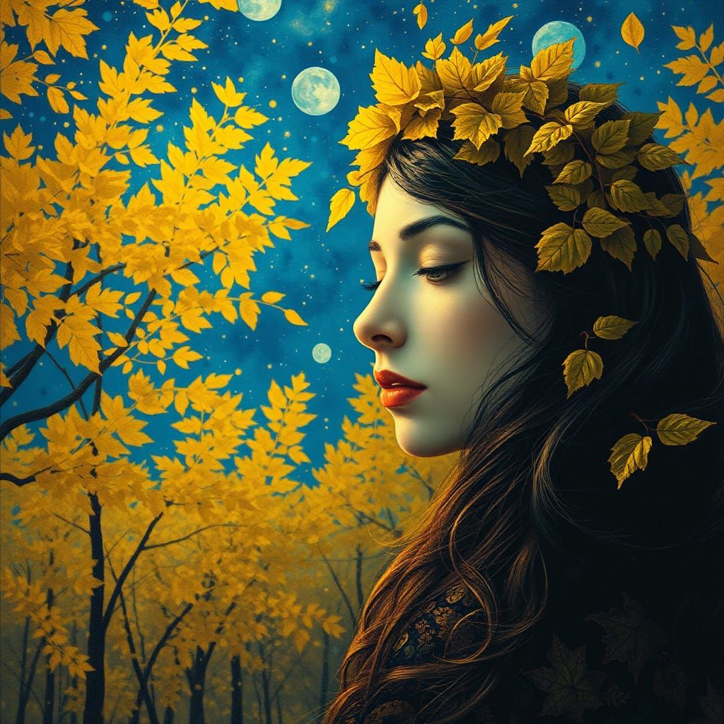 Loving Woman in Mystical Finnish Forest, Golden Era Style