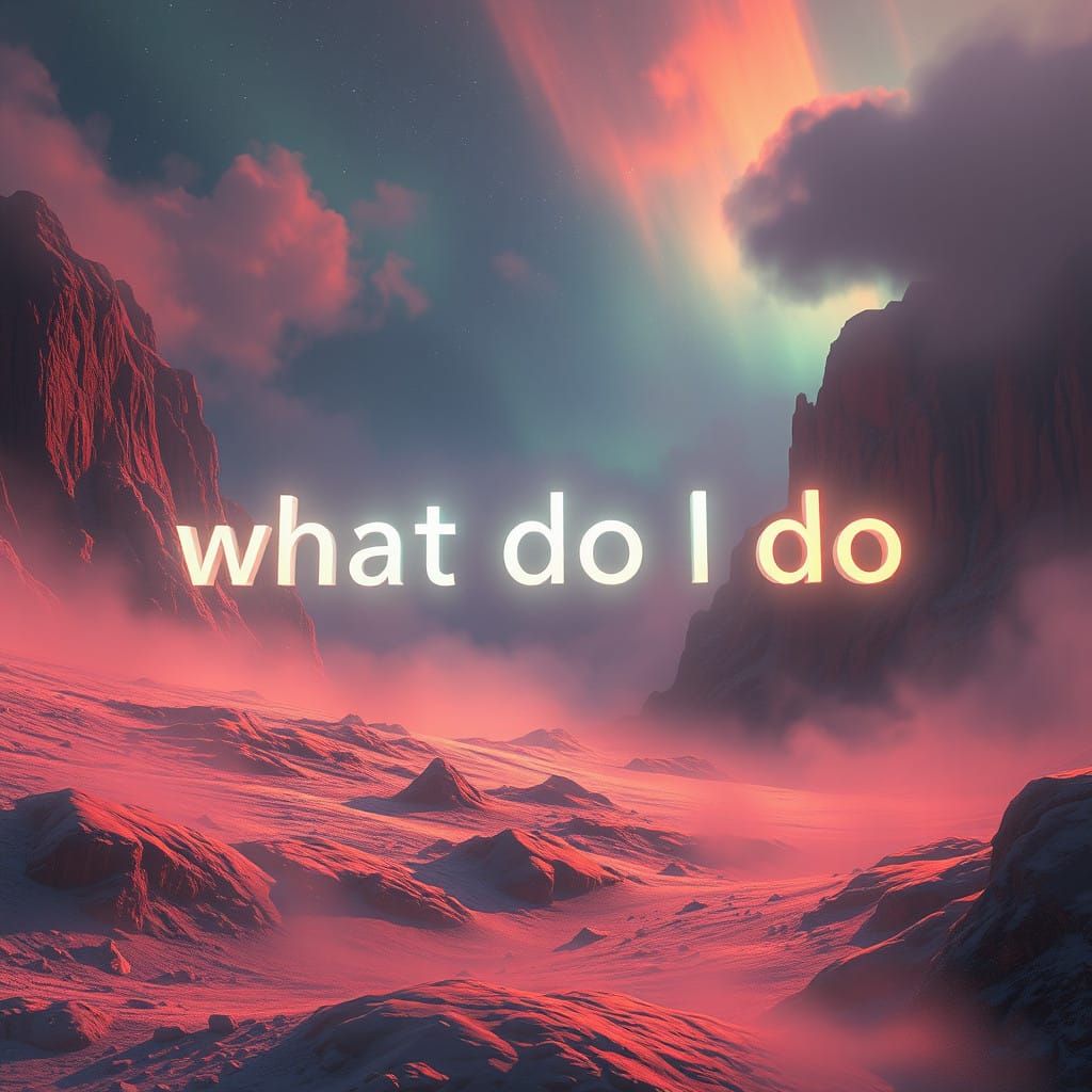 Ethereal Words Illuminate Dreamlike Landscape in Cyberpunk S...