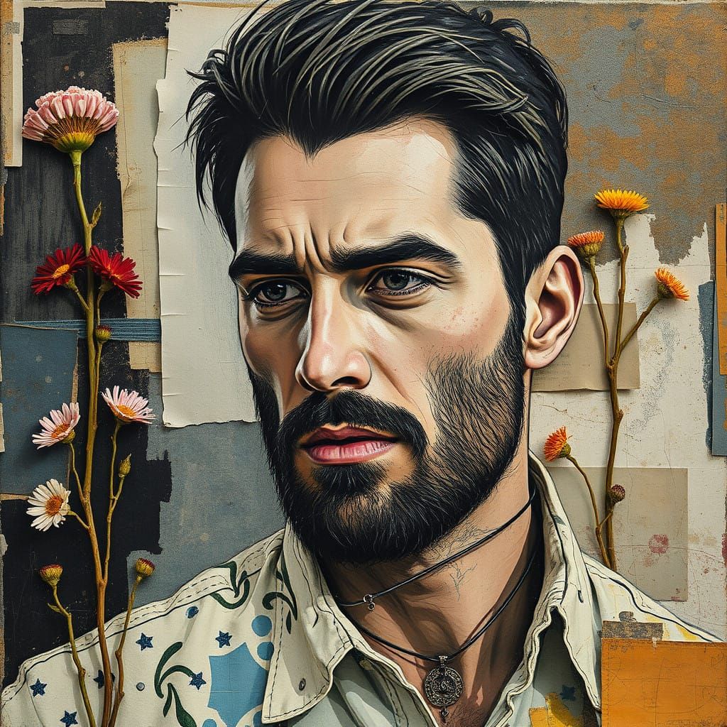 Multimedia collage portrait