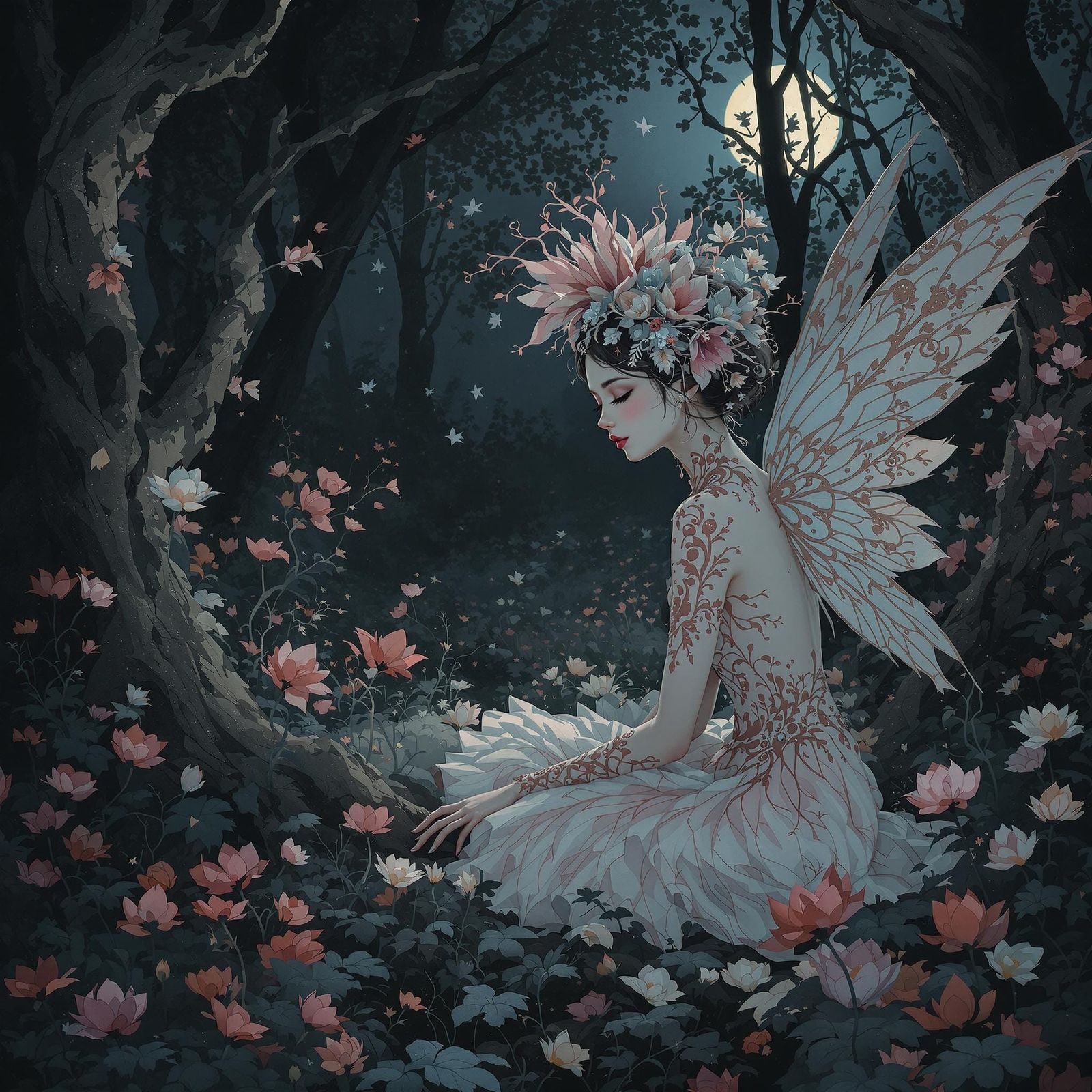 Ethereal Faerie in Whispering Shadows, Contemporary Art
