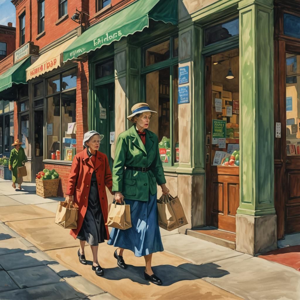 Exceedingly fine detail close up 1950’s market matron with g...