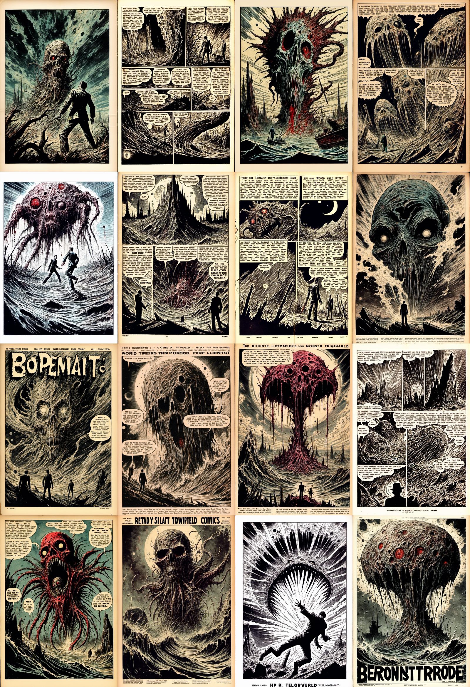 Lovecraftian Monster on Vintage Comic Book Cover