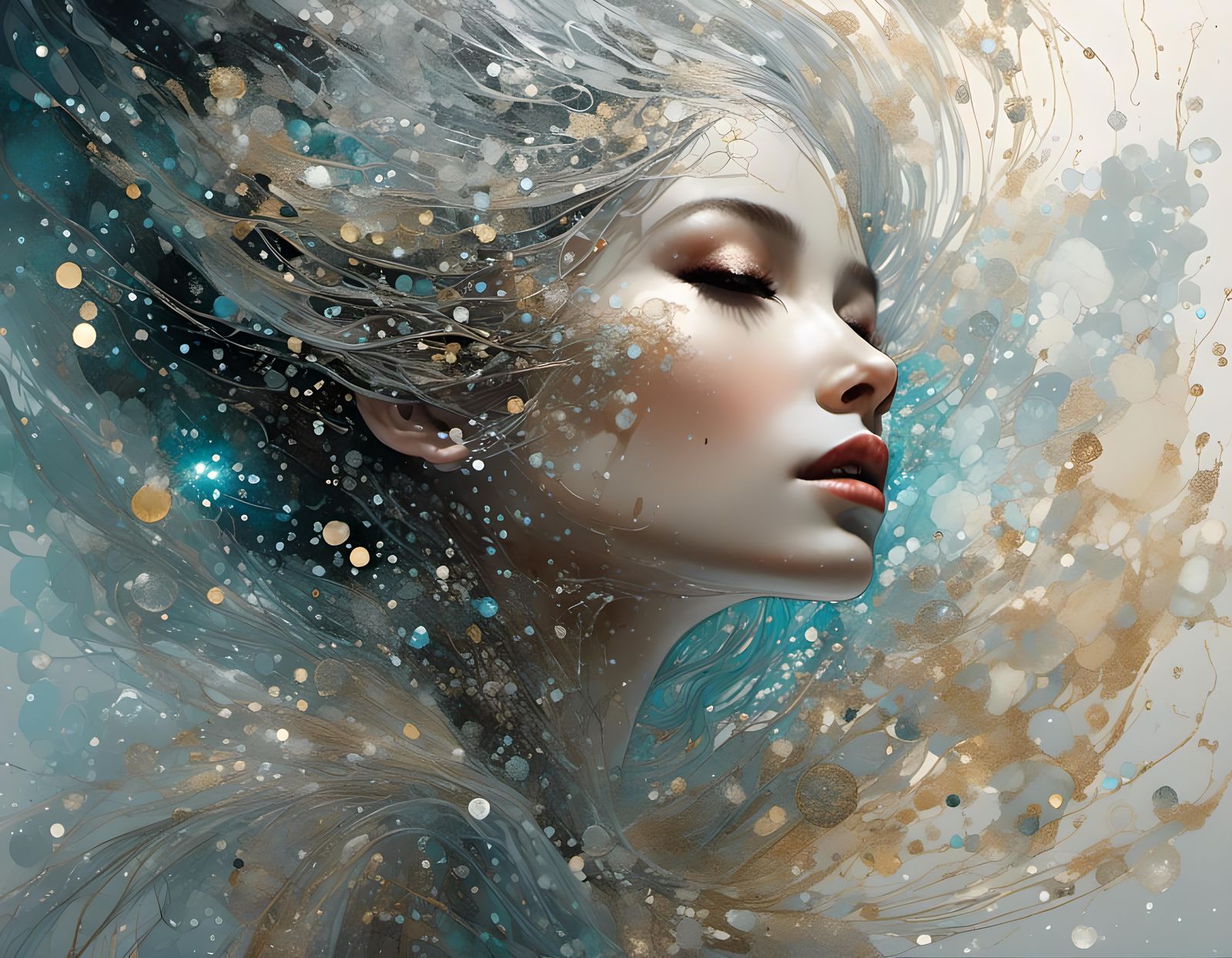 Ethereal Dream State Portrait with Fractoluminescence