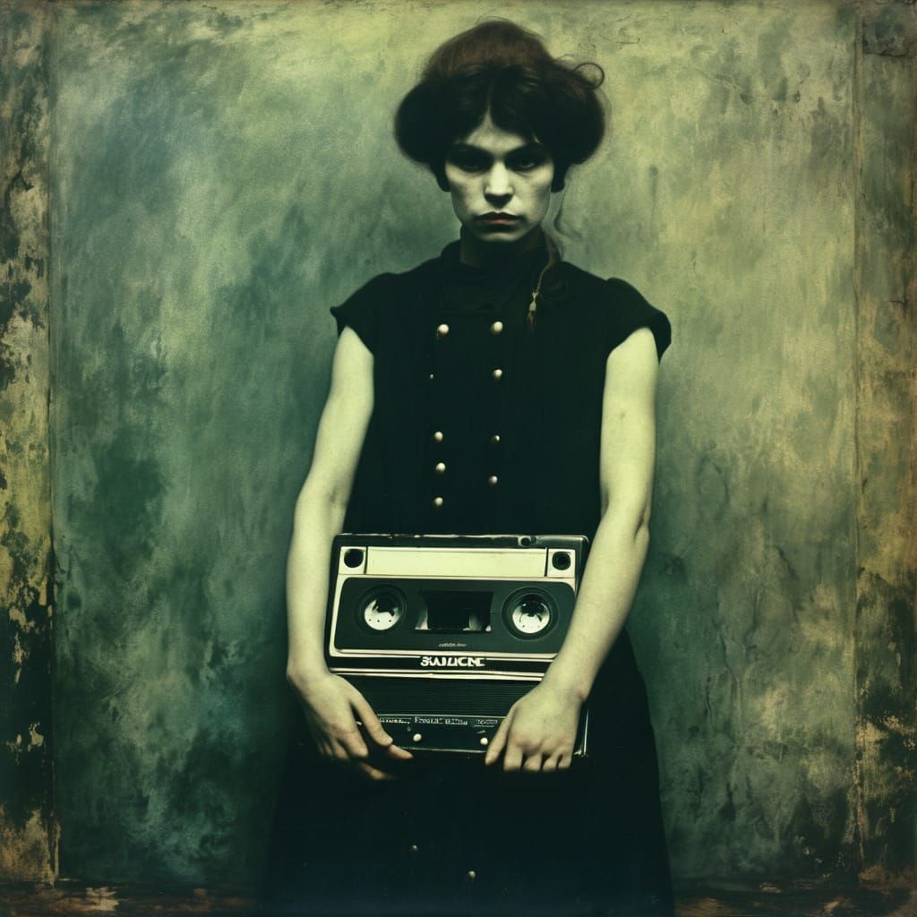 Surreal Vintage Tape Loop Portrait in Jan Saudek Style