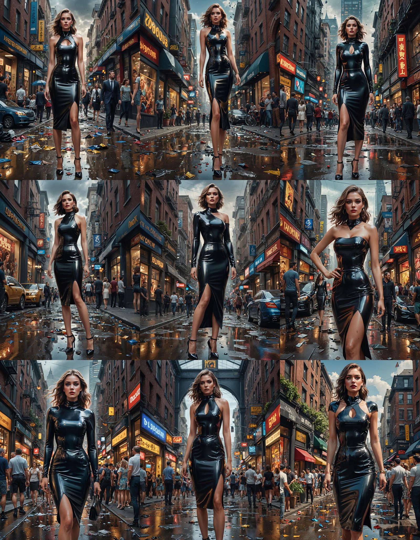 Embarrassed Woman in Latex Dress: Hyperrealistic Portrait