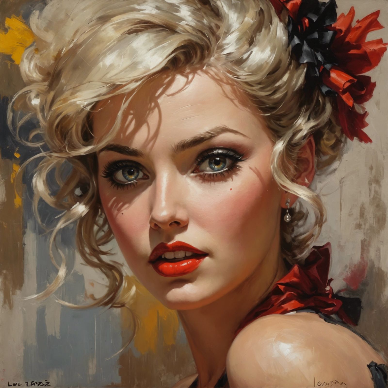 Gil Elvgren Style Woman in Oil Paint