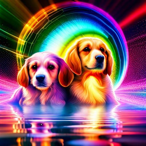 Rainbow Puppies and Bubbles in Lyrical Abstraction