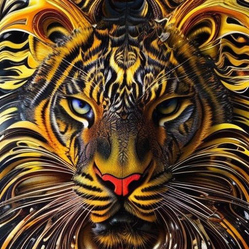 Terrifying Ghost Tiger in Liquid Watercolor Style