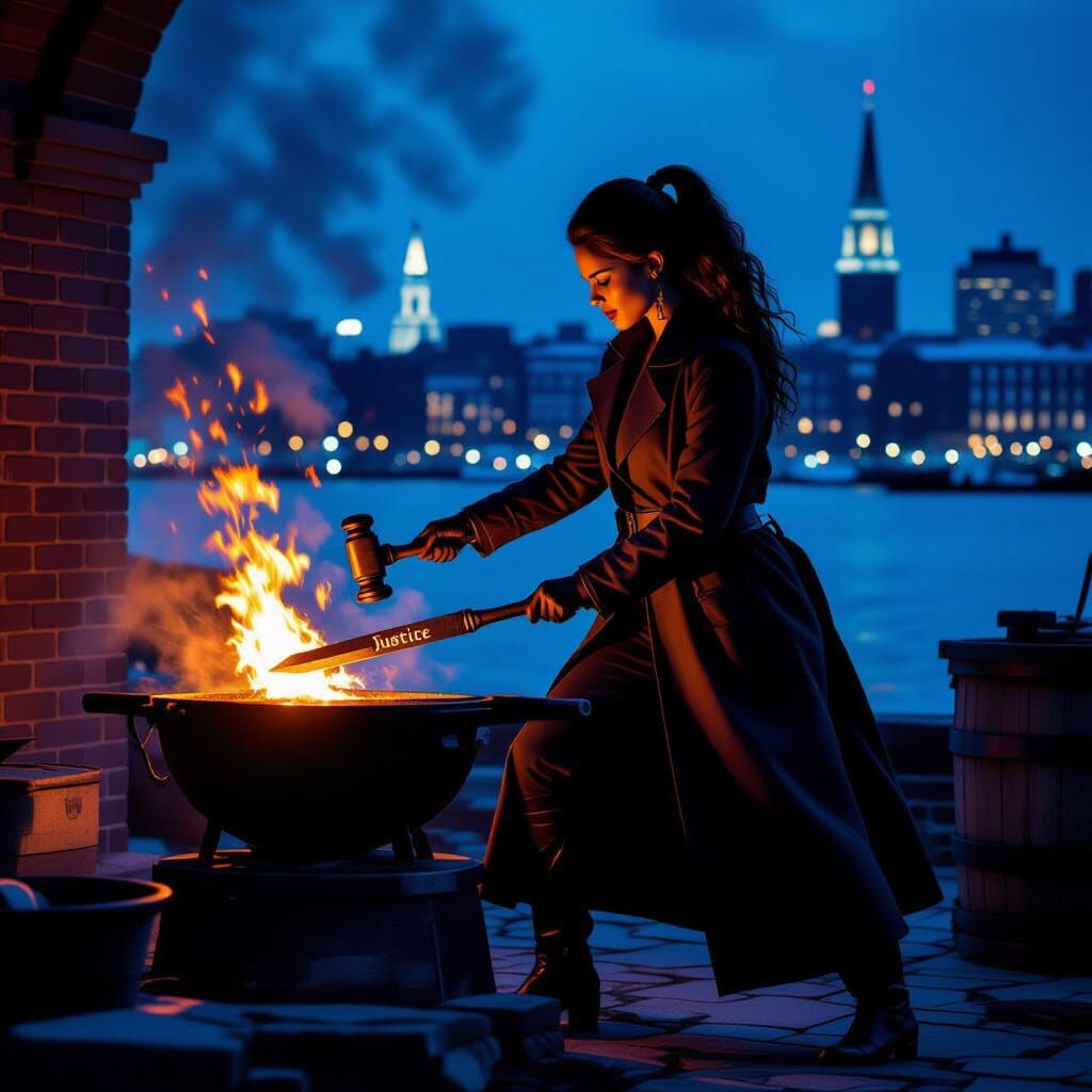 Modern Revolutionary Silversmith Forging Justice in Fiery Wo...