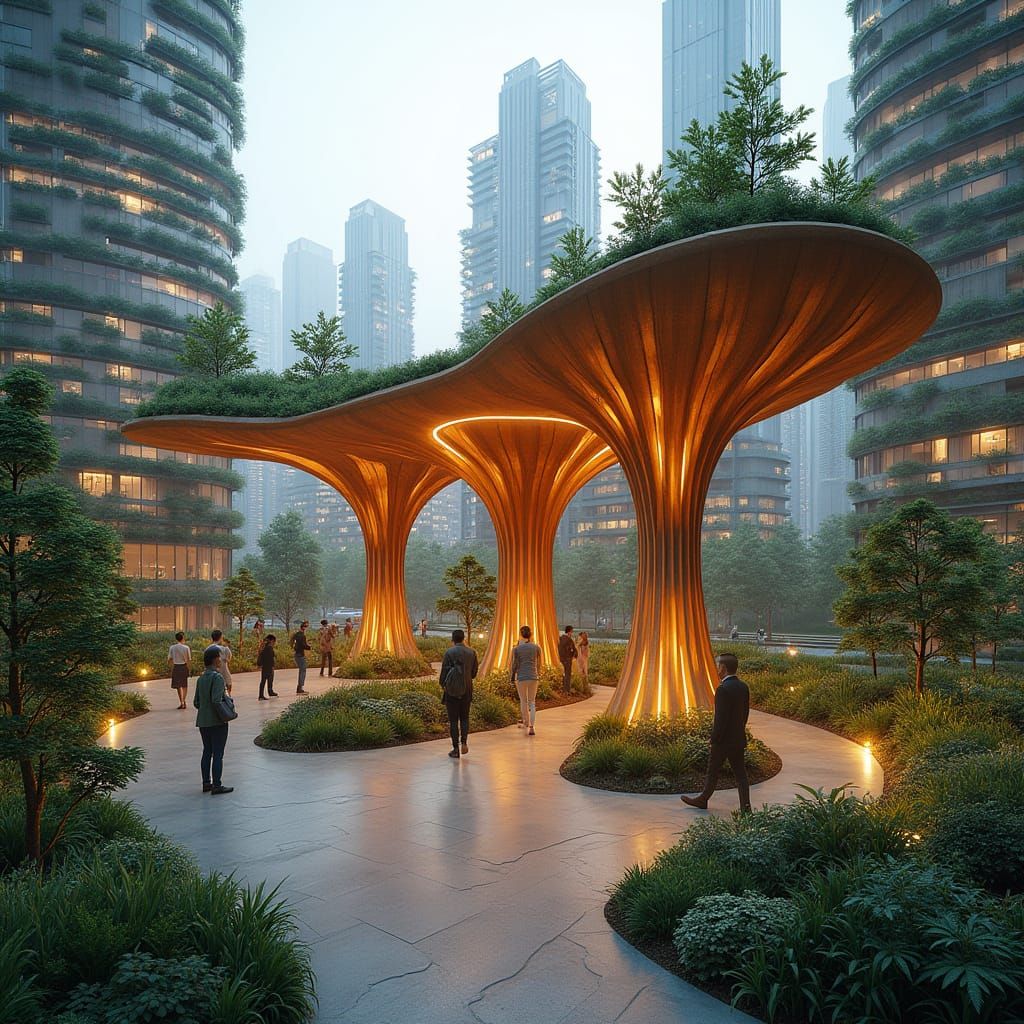 Futuristic Organic Data Center with Timber Canopy