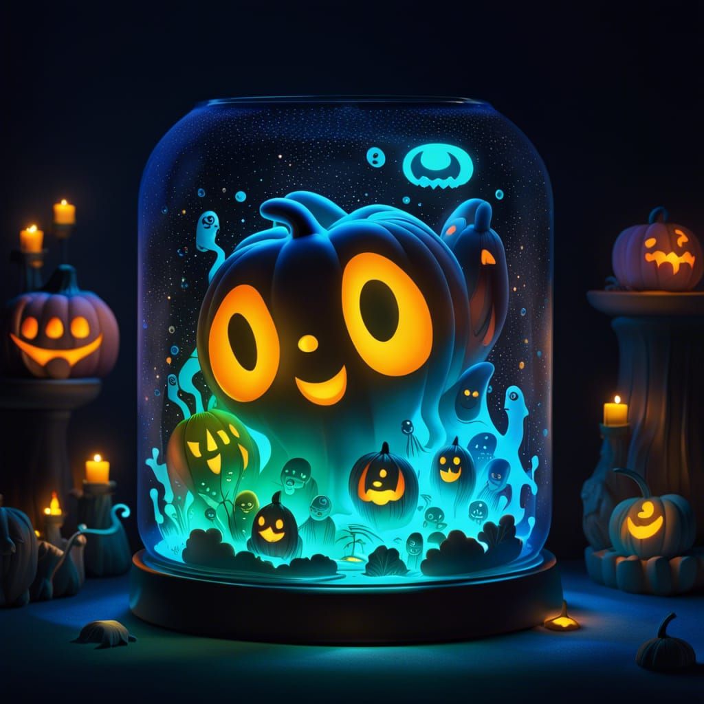 Halloween Lava Lamp with Adorable Happy Ghosts